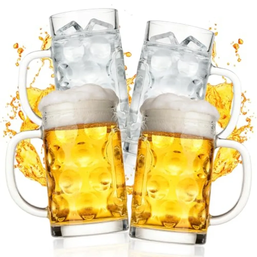 4 Pack Beer Mugs Set, 20 Oz Clear Freezer Beer Steins with Handles, Large Cylinder Heavy Drinking Glass Mugs for Party, Bar and
4 Pack Beer Mugs Set, 20 Oz Clear Freezer Beer Steins with Handles, Large Cylinder Heavy Drinking Glass Mugs for Party, Bar and