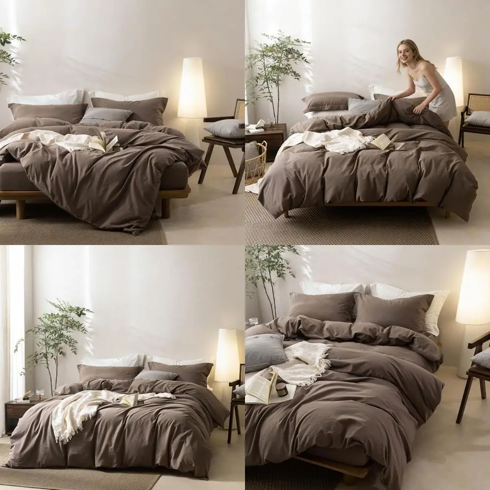 Linen Feel Light Chocolate Brown Duvet Cover Full Size 90'' L x 80'' W, Percale 100% Washed Cotton Duvet Cover with Zipper Closu
Linen Feel Light Chocolate Brown Duvet Cover Full Size 90'' L x 80'' W, Percale 100% Washed Cotton Duvet Cover with Zipper Closu