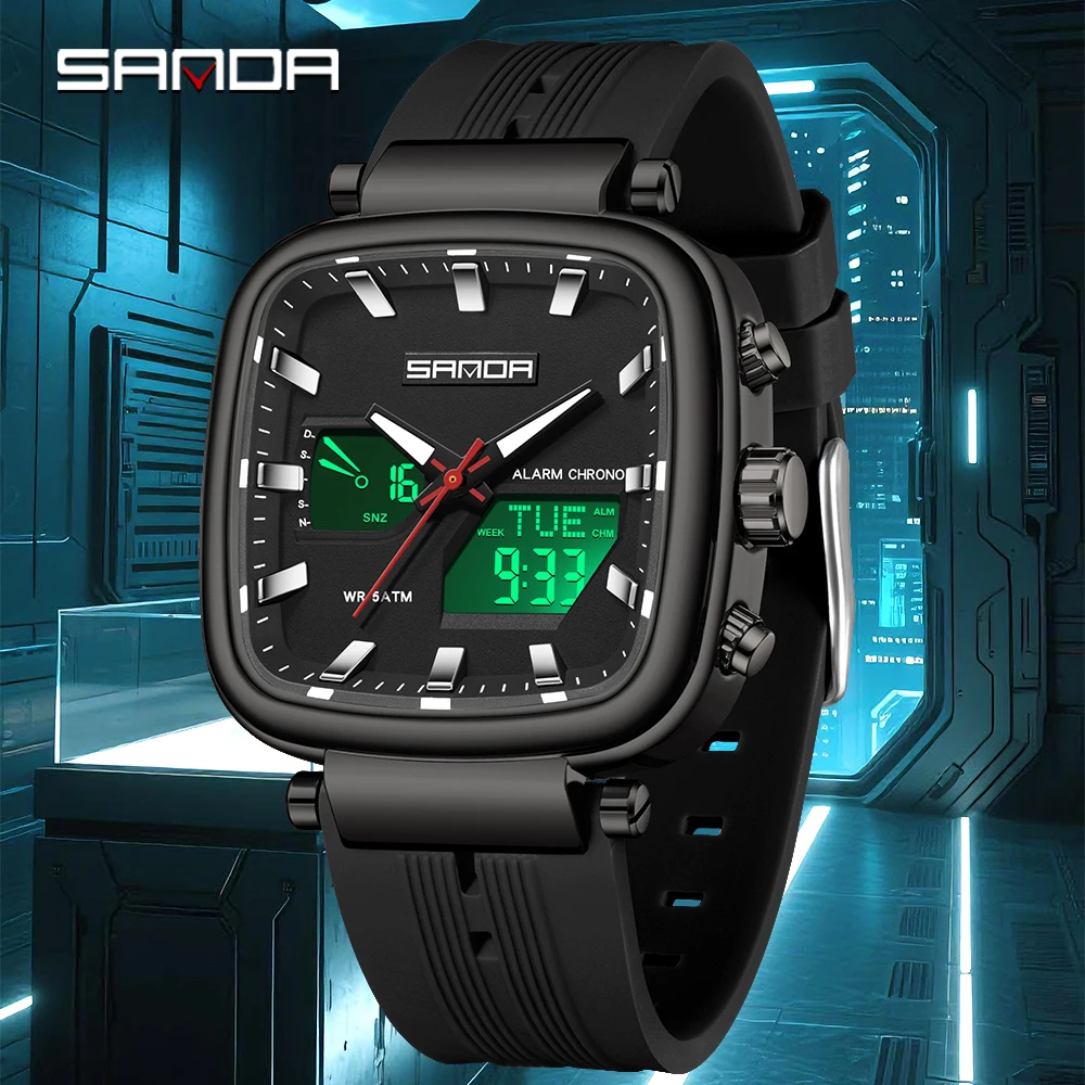 2025 SANDA 6282, студенческие электронные часы для отдыха, спортивные водонепроницаемые ночники с двойным дисплеем, студенческие электронные часы, будильник 
2025 SANDA 6282, студенческие электронные часы для отдыха, спортивные водонепроницаемые ночники с двойным дисплеем, студенческие электронные часы, будильник
