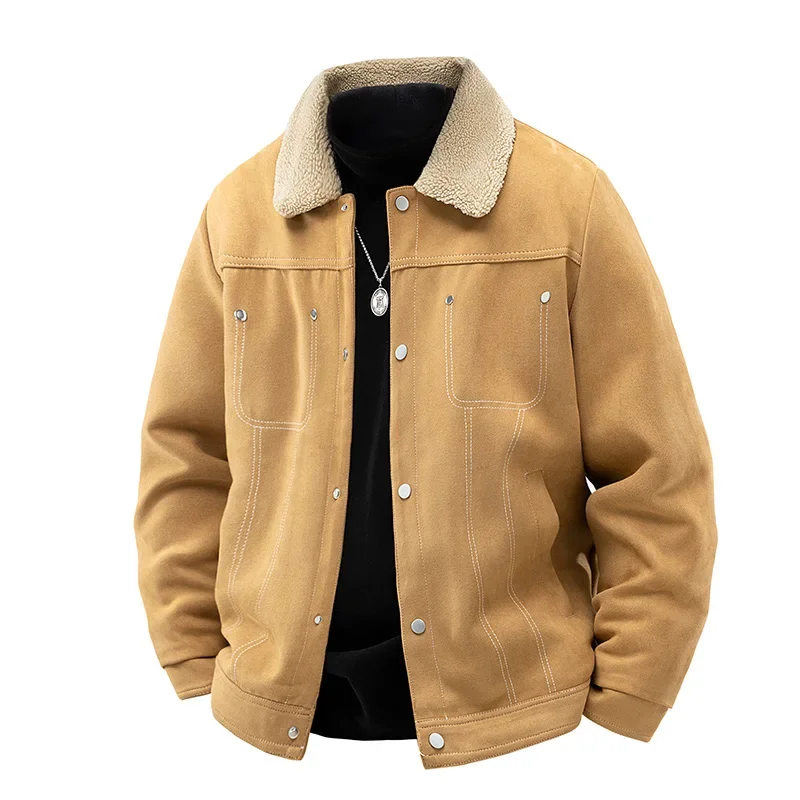 Mens Autumn Winter Fleece-lined Cotton Work Jacket Factory Wholesale Suede Lambswool Jackets for Men Casual Thick Warm Coats
Mens Autumn Winter Fleece-lined Cotton Work Jacket Factory Wholesale Suede Lambswool Jackets for Men Casual Thick Warm Coats