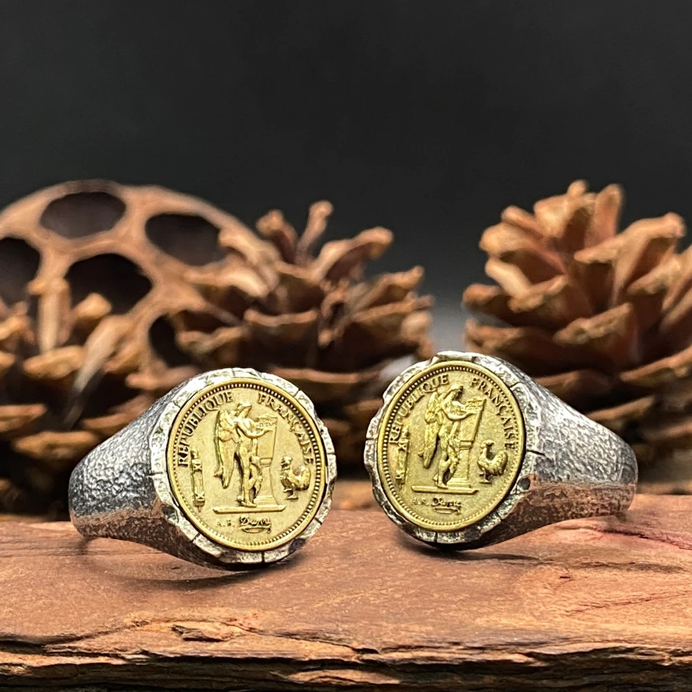 Antique French Coin Ring 925 Sterling Silver Adjustable Le Coq Gaulois Rooster Angel Band Vintage Men's Punk Jewelry Fashion
Antique French Coin Ring 925 Sterling Silver Adjustable Le Coq Gaulois Rooster Angel Band Vintage Men's Punk Jewelry Fashion