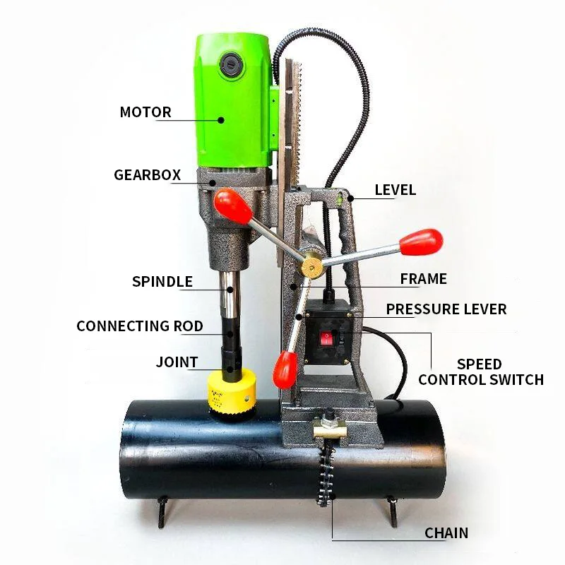 220V Punching Machine, Steel Pipe and Round Iron Pipe Drilling Machine, Electric Pipe Drilling Machine, Chain-locked Hole Opener
220V Punching Machine, Steel Pipe and Round Iron Pipe Drilling Machine, Electric Pipe Drilling Machine, Chain-locked Hole Opener