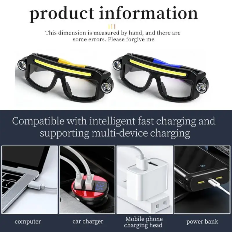 Rechargeable LED Glasses Headlight Glasses with Motion Sensor & Touch Control 5 Modes USB C Glasses for Running Camping Cycling
Rechargeable LED Glasses Headlight Glasses with Motion Sensor & Touch Control 5 Modes USB C Glasses for Running Camping Cycling