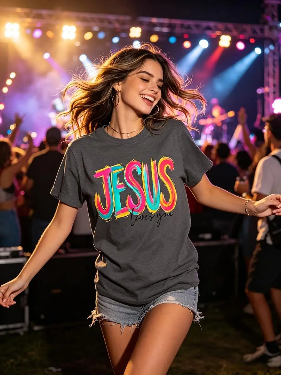 Jesus Loves You Graphic Print T-Shirt Short Sleeve Crew Neck Casual Top For Women Summer Spring
Jesus Loves You Graphic Print T-Shirt Short Sleeve Crew Neck Casual Top For Women Summer Spring