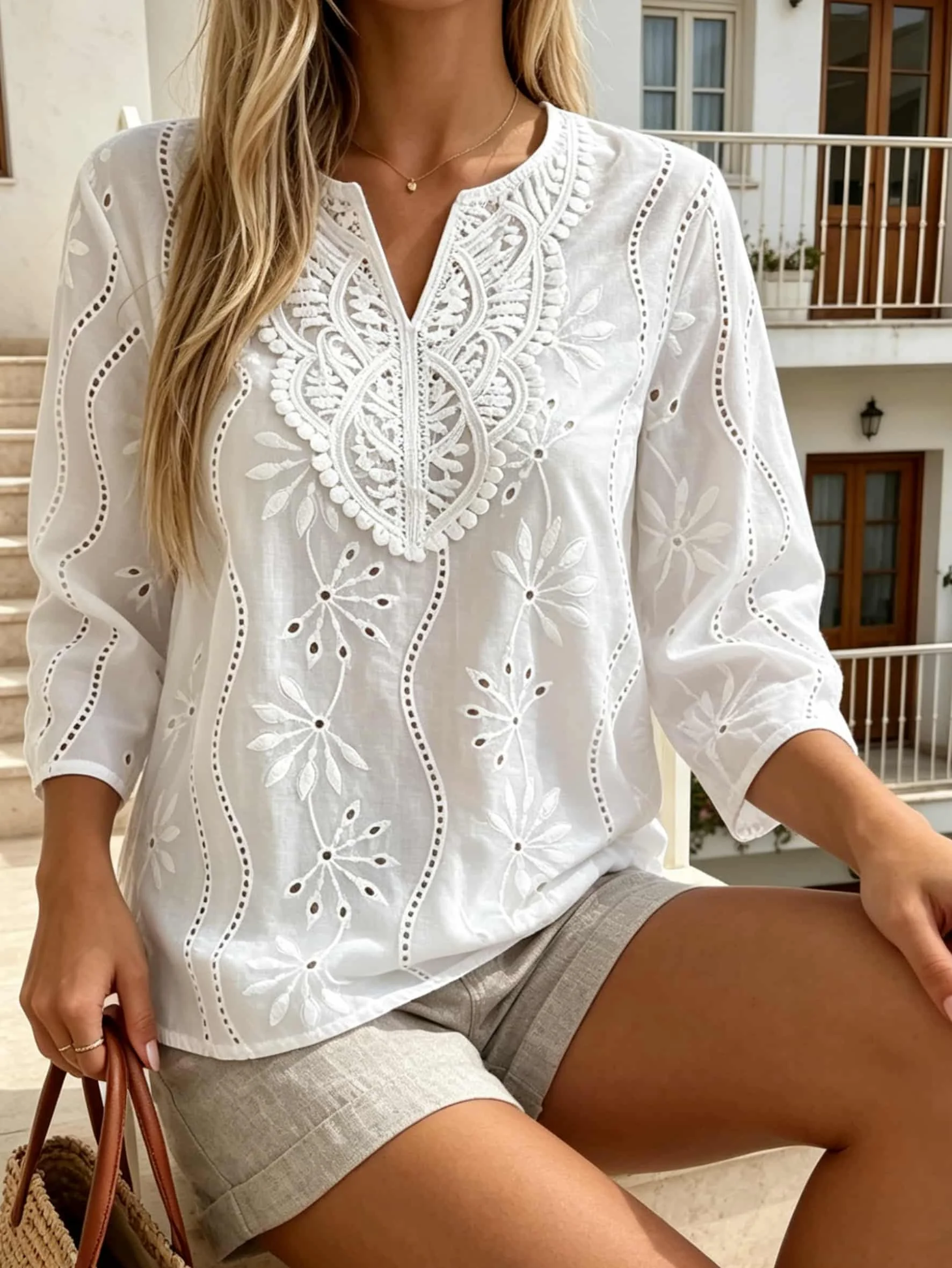Spring Fall Elegant Lace White Blouse V Neck Loose Casual Office Women Shirt Summer Hollow Out Embroidery Simple Ladies Top
Spring Fall Elegant Lace White Blouse V Neck Loose Casual Office Women Shirt Summer Hollow Out Embroidery Simple Ladies Top