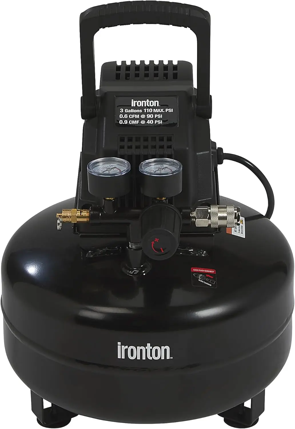 Oil-Free Pancake Air Compressor, 0.3 HP, 3 Gallons, 110 PSI for Nailing and Inflation
Oil-Free Pancake Air Compressor, 0.3 HP, 3 Gallons, 110 PSI for Nailing and Inflation
