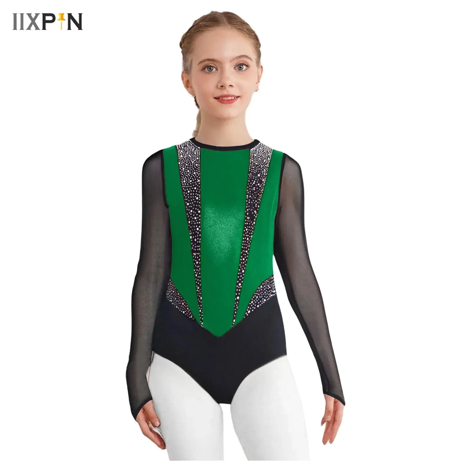 Kids Girls Gymnastics Leotard Shiny Rhinestones Metallic Sheer Mesh Long Sleeves Keyhole Back Figure Skating Ballet Bodysuit
Kids Girls Gymnastics Leotard Shiny Rhinestones Metallic Sheer Mesh Long Sleeves Keyhole Back Figure Skating Ballet Bodysuit