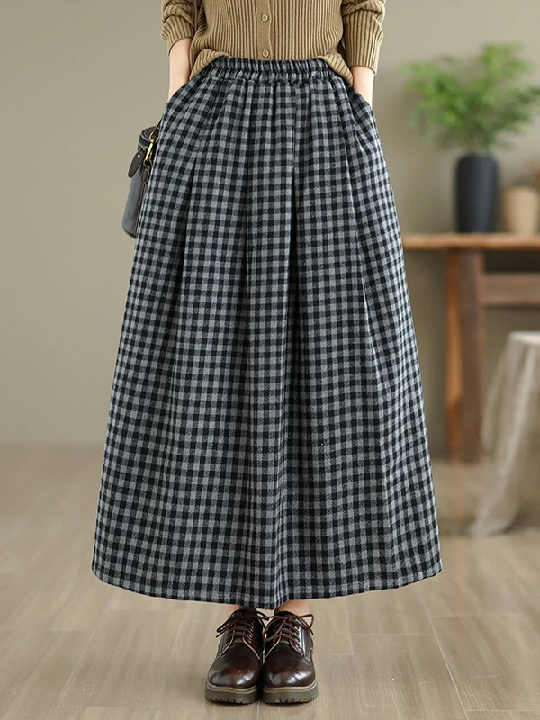 Casual High Waist Plaid Woolen Skirt Vintage Forest System Women's Autumn Winter New Sle f-length Skirt Leisure Aosphere
Casual High Waist Plaid Woolen Skirt Vintage Forest System Women's Autumn Winter New Sle f-length Skirt Leisure Aosphere