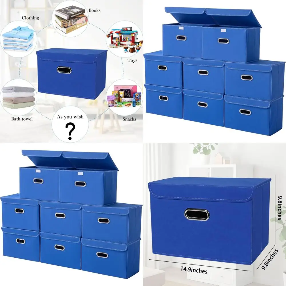Складные тканевые контейнеры для хранения с крышками и металлическими ручками, набор из 8 предметов, темно-синий для дома, спальни, организации шкафа
Складные тканевые контейнеры для хранения с крышками и металлическими ручками, набор из 8 предметов, темно-синий для дома, спальни, организации шкафа