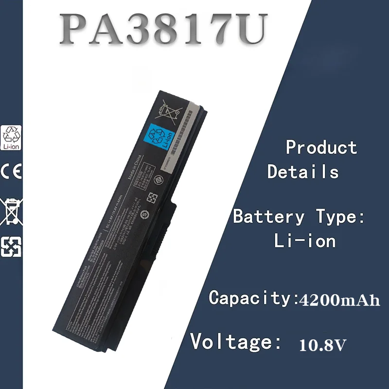 10.8V 4200mAh 6 Cell Laptop Battery for Toshiba PA3817U | Compatible with L730 / L700 / L600 / L630D / L750 / C600 Notebooks
10.8V 4200mAh 6 Cell Laptop Battery for Toshiba PA3817U | Compatible with L730 / L700 / L600 / L630D / L750 / C600 Notebooks