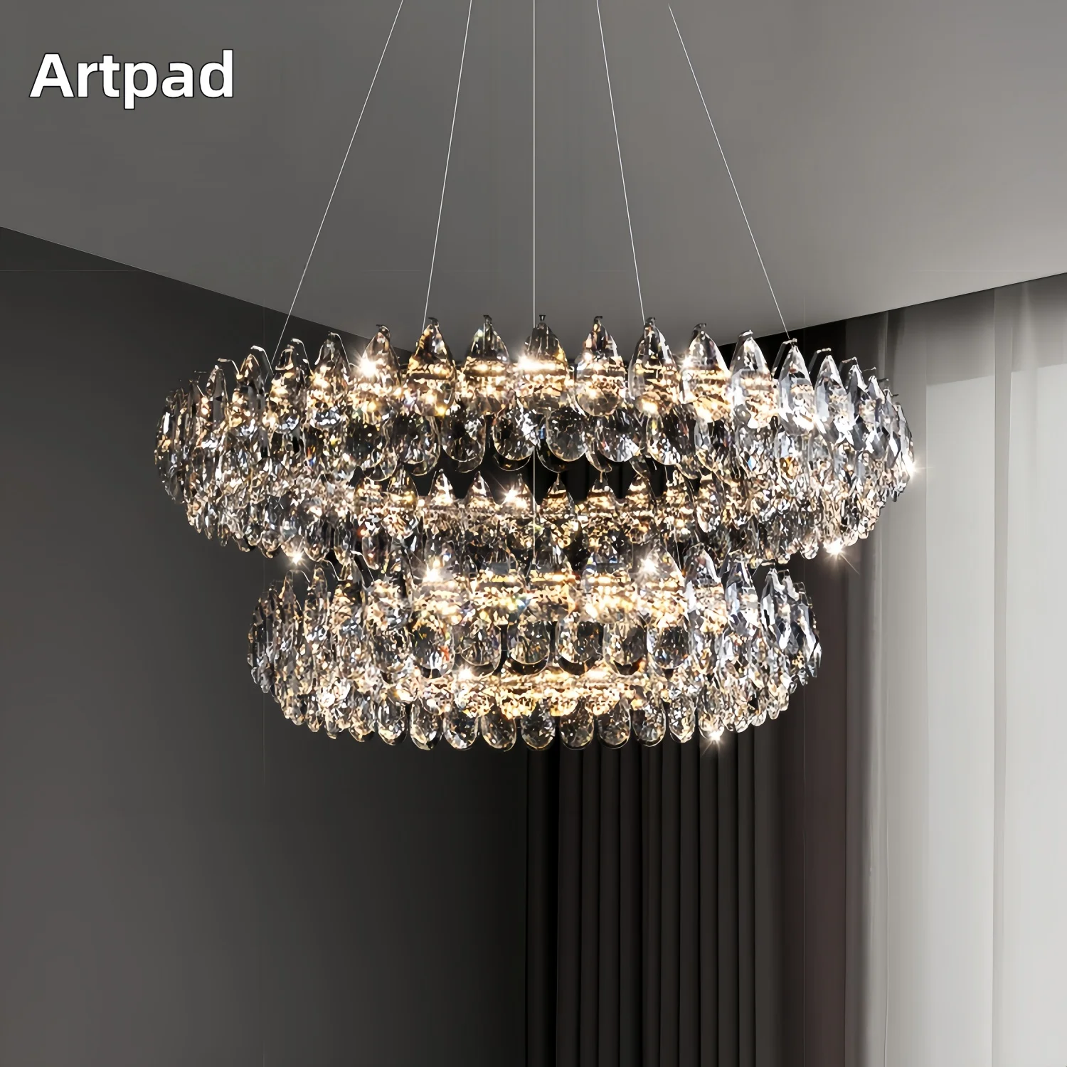Modern Luxury Crystal Ceiling Chandelier Light Round Pendant Lamp for Villa Living Dining Room Indoor Decor Chrome Chandeliers
Modern Luxury Crystal Ceiling Chandelier Light Round Pendant Lamp for Villa Living Dining Room Indoor Decor Chrome Chandeliers