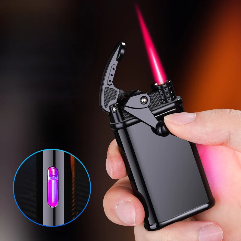 Creative Rocker Windproof Lighter Metal Red Torch Flame Lighters Gas Butane Led Light Gift for Men Cigarette Smoking Accessories
Creative Rocker Windproof Lighter Metal Red Torch Flame Lighters Gas Butane Led Light Gift for Men Cigarette Smoking Accessories