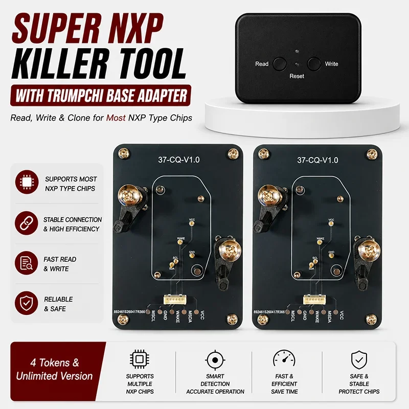 Super NXP Killer Read Copy Device With Adapter Base For Trumpchi Key All NXP Smart Keys Clones Unlimited Version
Super NXP Killer Read Copy Device With Adapter Base For Trumpchi Key All NXP Smart Keys Clones Unlimited Version
