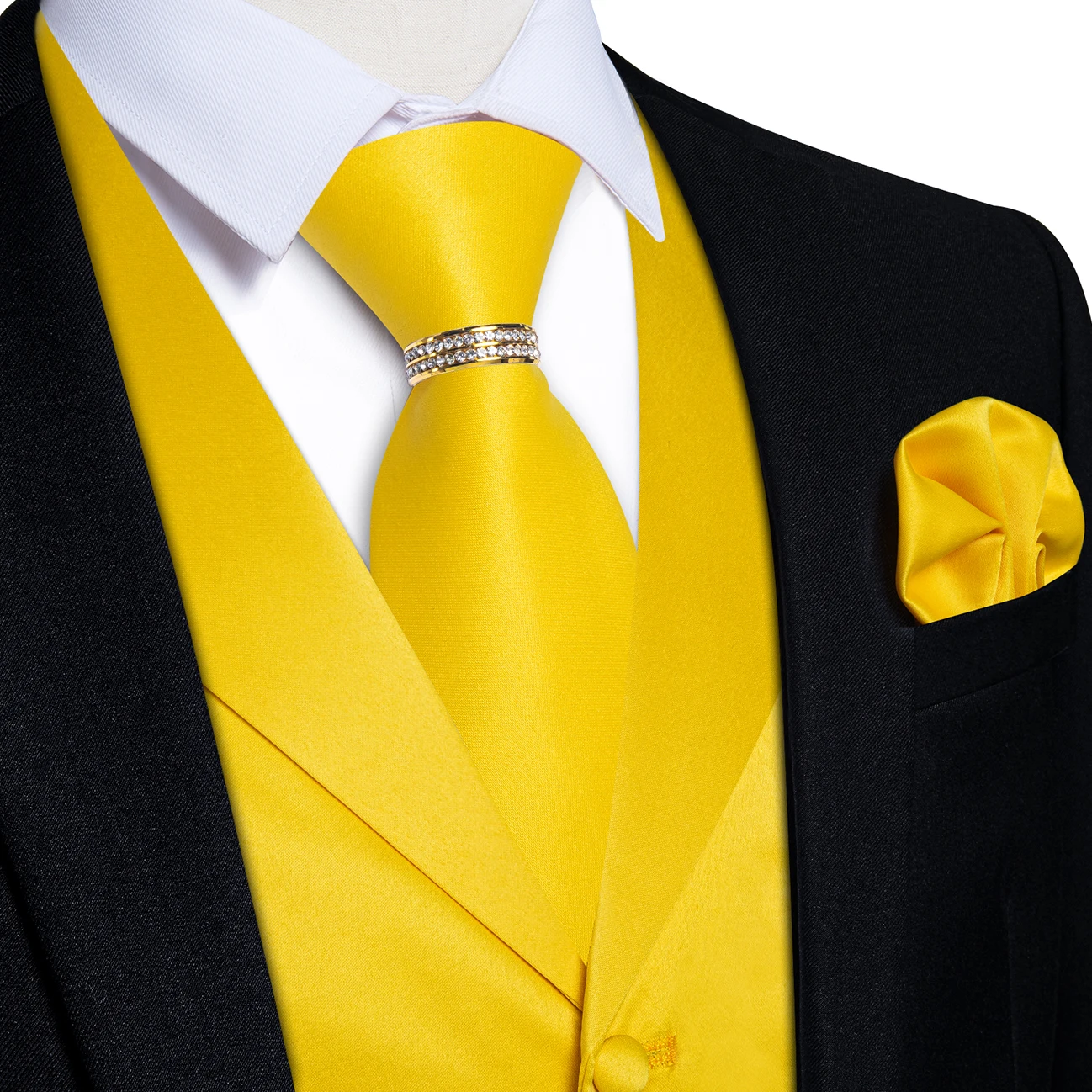 Lemon Yellow Notch Lapel Plain Vest Accessory Set Tie Pocket Square Cufflinks Gold Ring For Stage Show Prom Ceremony
Lemon Yellow Notch Lapel Plain Vest Accessory Set Tie Pocket Square Cufflinks Gold Ring For Stage Show Prom Ceremony