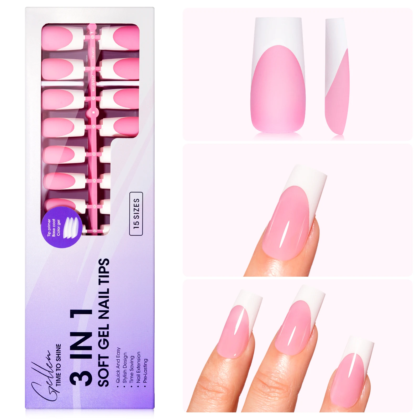 150pcs French Soft Gel Nail Tips 15 Sizes Press on Nails 3 IN 1 Pink Long Square Fake Nails No Need to File Manicure Art DIY Kit
150pcs French Soft Gel Nail Tips 15 Sizes Press on Nails 3 IN 1 Pink Long Square Fake Nails No Need to File Manicure Art DIY Kit