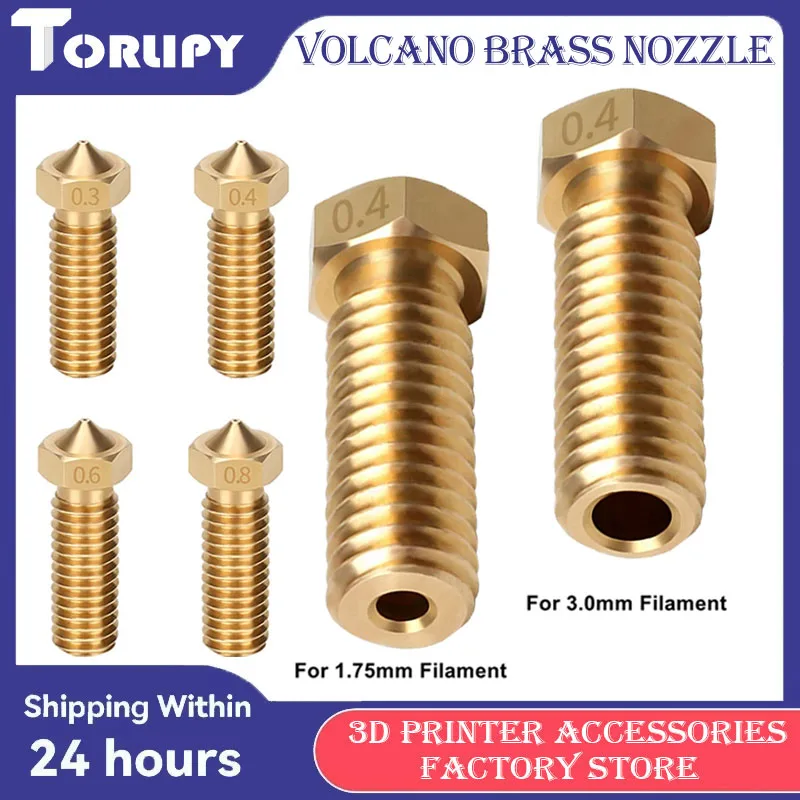 Brass Volcano Nozzle 0.2-1.2mm Multi-Size For 1.75m/3.0mm Filament M6 Volcano Heater Compatible PLA-ABS-TPU For 3D Printer Parts
Brass Volcano Nozzle 0.2-1.2mm Multi-Size For 1.75m/3.0mm Filament M6 Volcano Heater Compatible PLA-ABS-TPU For 3D Printer Parts