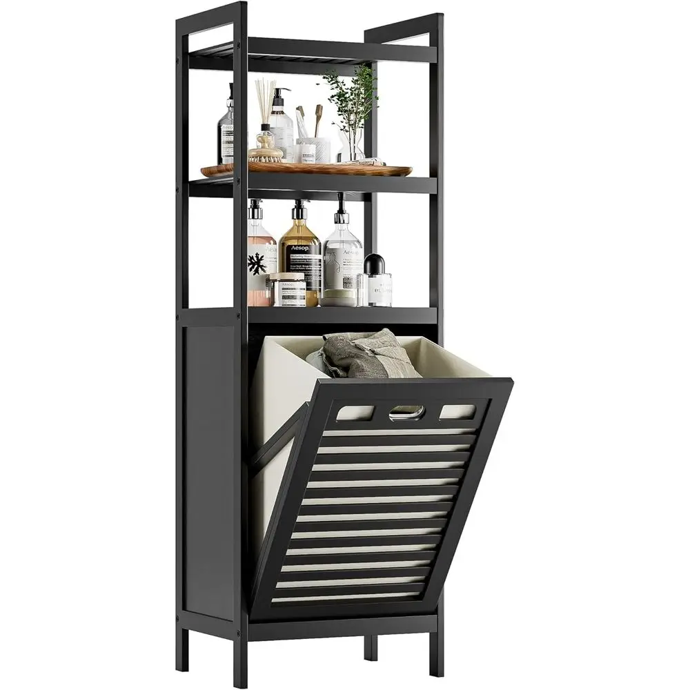 10 Gallon Bamboo Laundry Hamper with Pull-Out Bag and 3-Tier Storage, Black
10 Gallon Bamboo Laundry Hamper with Pull-Out Bag and 3-Tier Storage, Black