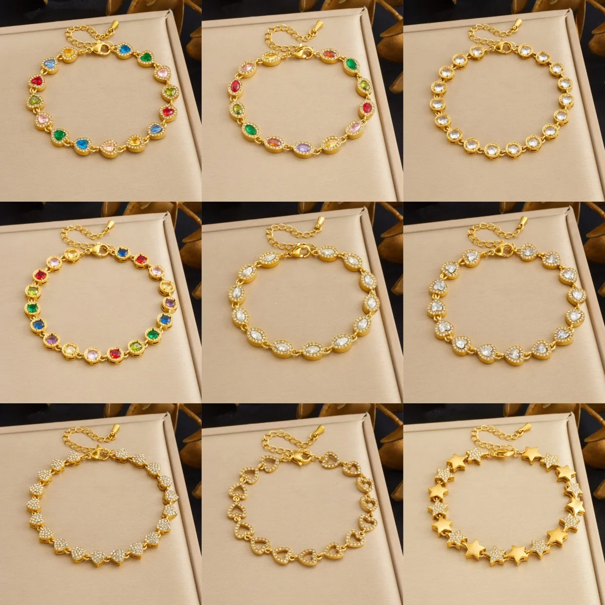 Coranda Women's Stainless Steel 18K Gold Plated Bracelet Heart-Shaped Circular Oval Pentagram Zircon Splicing Jewelry Gift
Coranda Women's Stainless Steel 18K Gold Plated Bracelet Heart-Shaped Circular Oval Pentagram Zircon Splicing Jewelry Gift