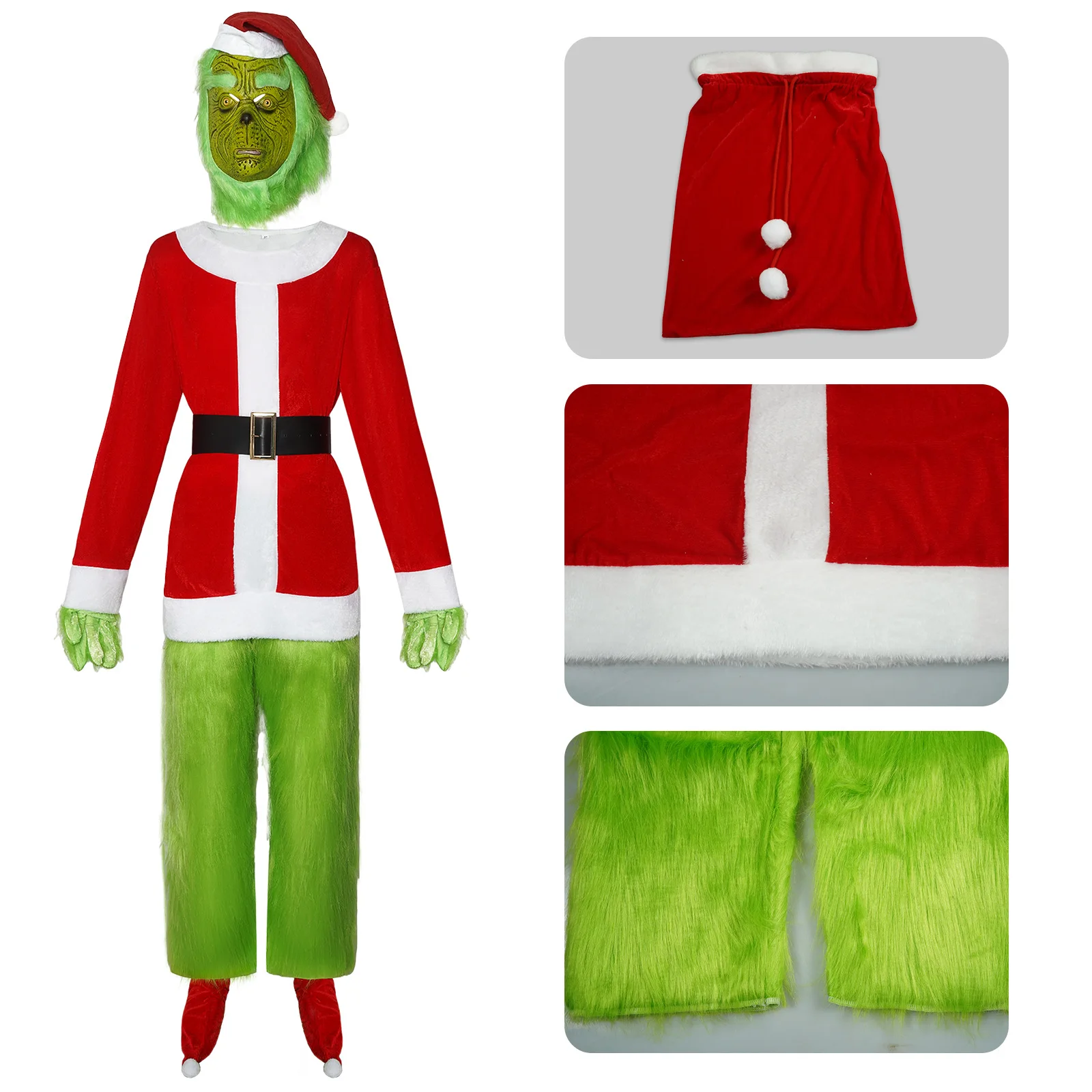 Santa Claus Costume Set Christmas Party Prom Adult Role Playing Green Monster Shaggy Halloween Cosplay Suit Gloves Mask
Santa Claus Costume Set Christmas Party Prom Adult Role Playing Green Monster Shaggy Halloween Cosplay Suit Gloves Mask