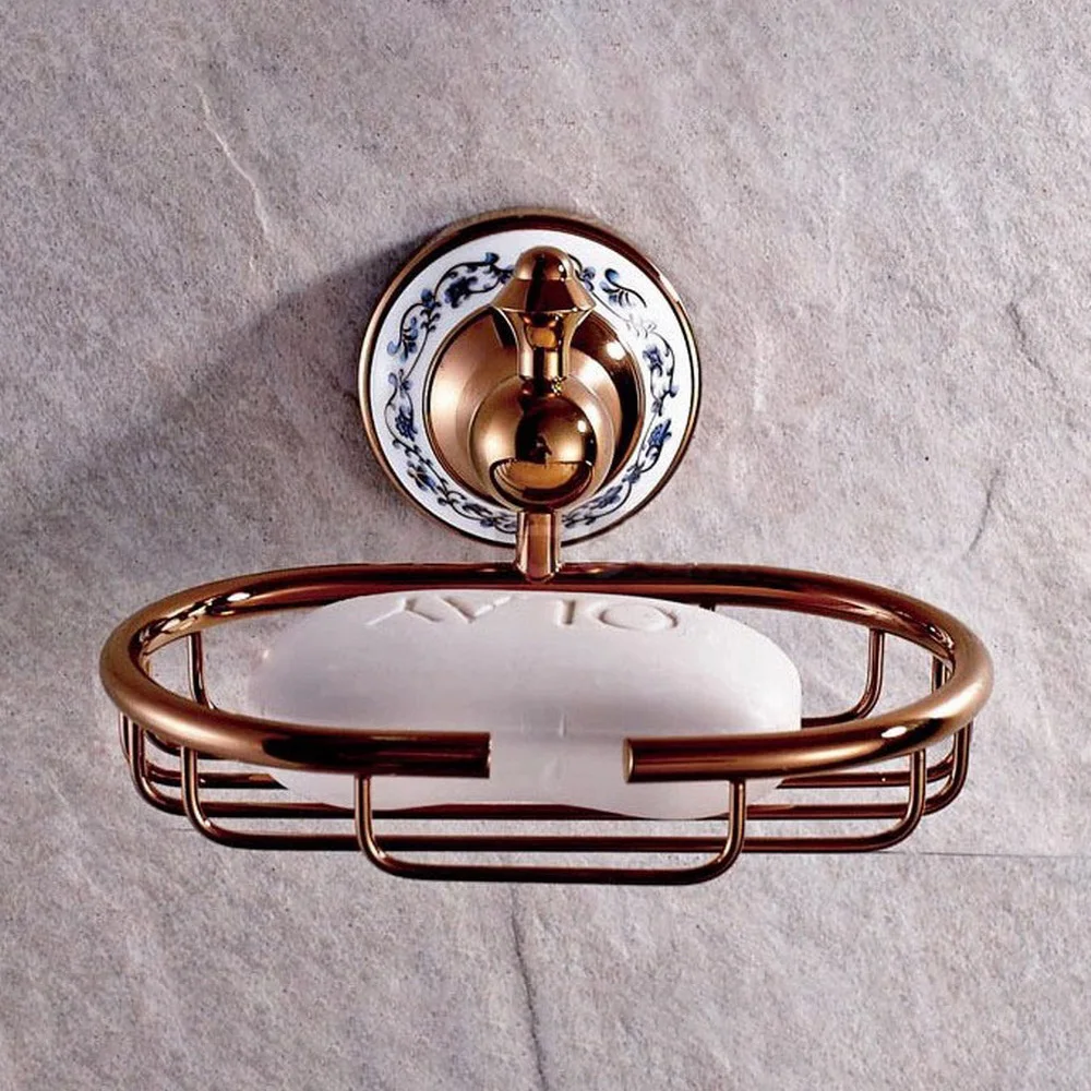 Rose Gold Brass Wall Mounted Bathroom Hardware Accessories Ceramic Base Soap Dish Holder Basket Dba390
Rose Gold Brass Wall Mounted Bathroom Hardware Accessories Ceramic Base Soap Dish Holder Basket Dba390
