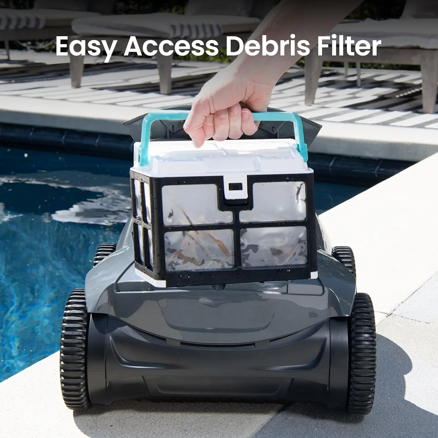 Cordless Robotic Pool Cleaner, WavePath Navigation, Wall-Climbing, Quad-Motor, 150 mins Runtime, Custom
Cordless Robotic Pool Cleaner, WavePath Navigation, Wall-Climbing, Quad-Motor, 150 mins Runtime, Custom