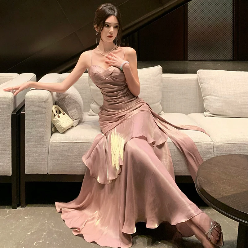 2025Casual Ladies Nightgowns Sexy Spaghetti Strap Nightwear Lace Up Sleepwear Ankle-Length Gentle Dress Summer Clothes Women 
2025Casual Ladies Nightgowns Sexy Spaghetti Strap Nightwear Lace Up Sleepwear Ankle-Length Gentle Dress Summer Clothes Women