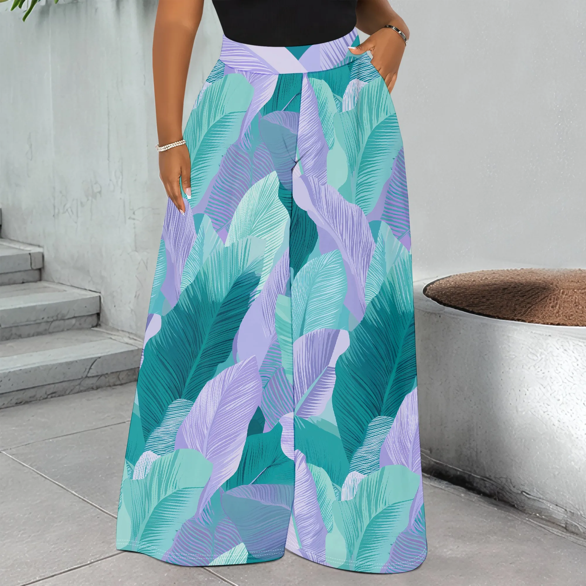 Tropical Leaf Print Wide Leg Pants, Summer Beach Trousers, Casual Vacation Bottoms, Women's Flowy Lounge Wear S-2XL
Tropical Leaf Print Wide Leg Pants, Summer Beach Trousers, Casual Vacation Bottoms, Women's Flowy Lounge Wear S-2XL