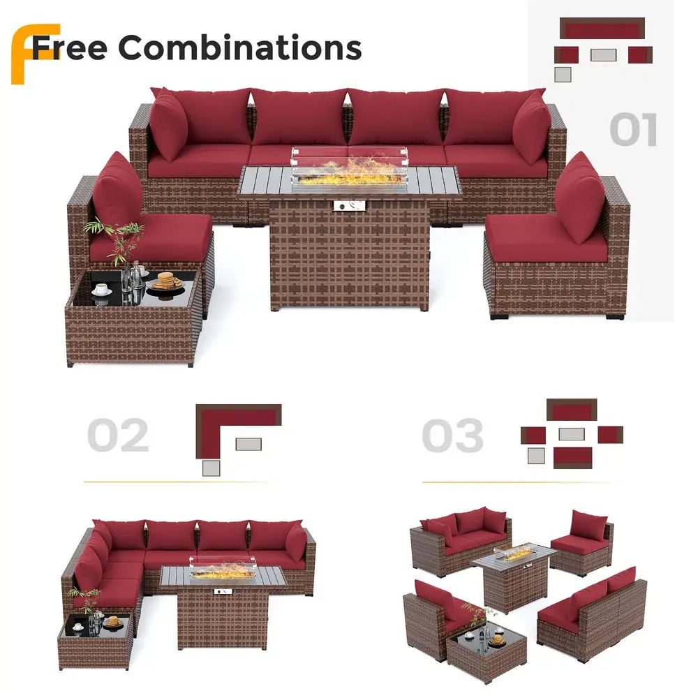 Outdoor Patio Furniture Set with Fire Pit Table, 8 Piece Outdoor Sectional Sofas, AllWeather Wicker Patio Conversation Set for
Outdoor Patio Furniture Set with Fire Pit Table, 8 Piece Outdoor Sectional Sofas, AllWeather Wicker Patio Conversation Set for