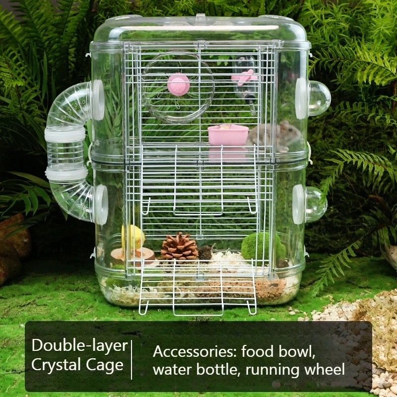 2 Layer Hamster Cage Castle with Water Bottle Wheel and Food Bowl Full Enclosure Small Pet House
2 Layer Hamster Cage Castle with Water Bottle Wheel and Food Bowl Full Enclosure Small Pet House