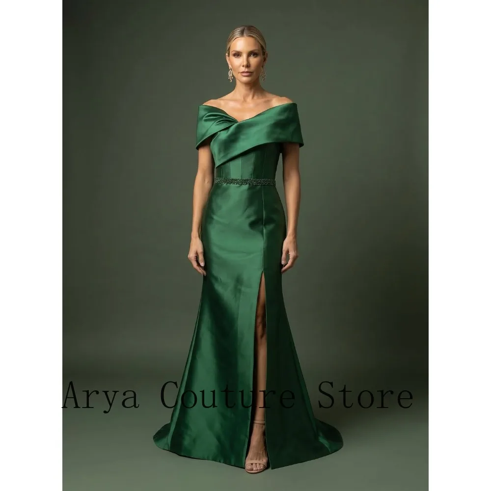 Emerald Green Off Shoulder Draped Lapel Sleeve Rhinestone Waist Belt High Slit Heavy Satin Mermaid Sweep Train Formal Evening
Emerald Green Off Shoulder Draped Lapel Sleeve Rhinestone Waist Belt High Slit Heavy Satin Mermaid Sweep Train Formal Evening