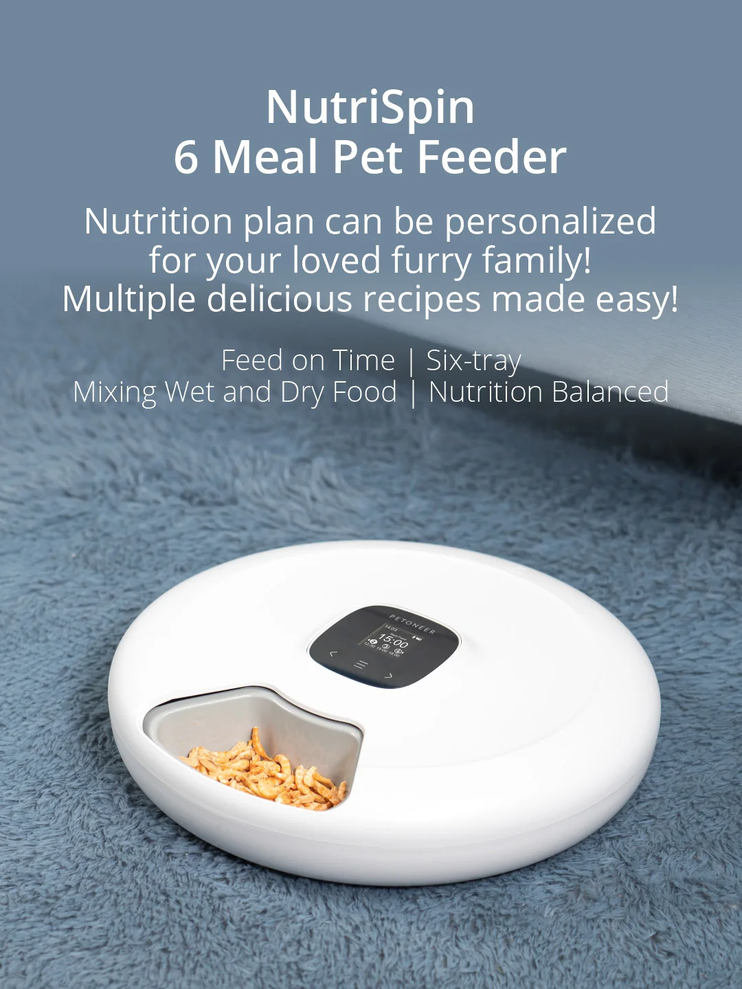 Petoneer Timed Multi-Meal Cat Feeder, 6-Slot Meal Tray, Smart Automatic Portion Control Dry & Wet Food Dispenser for Kittens
Petoneer Timed Multi-Meal Cat Feeder, 6-Slot Meal Tray, Smart Automatic Portion Control Dry & Wet Food Dispenser for Kittens