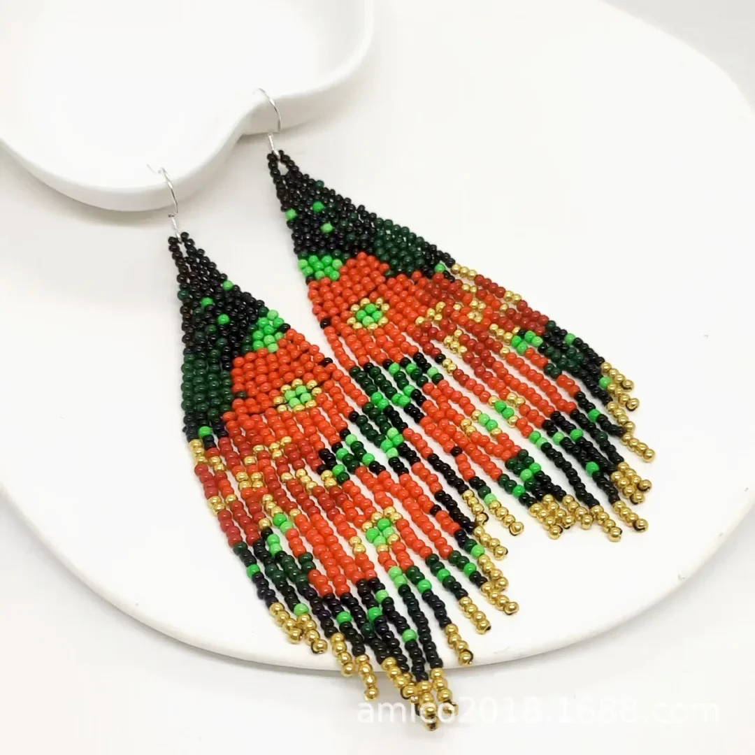 ZGMXR Rice bead earrings Tassel Three flowers Bohemia Hand knitting Originality Design Alloy Fashion Female Beaded earrings
ZGMXR Rice bead earrings Tassel Three flowers Bohemia Hand knitting Originality Design Alloy Fashion Female Beaded earrings