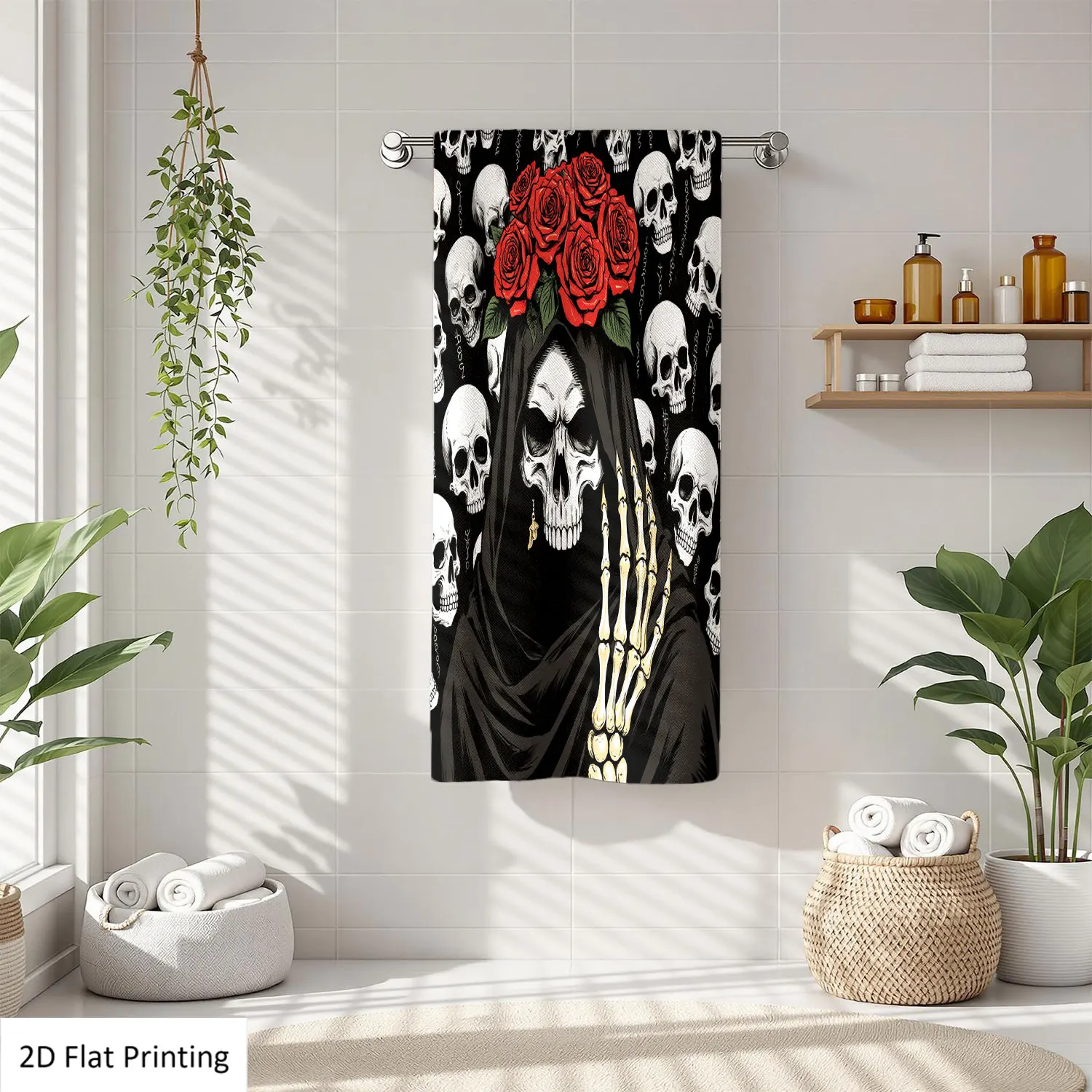 1Pc Halloween Skeleton Roses Black White Red Bathroom Hand Towel Bath Towel, Multiple Size Microfiber Polyester Towel, Unique Home Decorative Kitchen Towels, Festival Bathroom Accessories Decor, Quick Dry and Absorbent
1Pc Halloween Skeleton Roses Black White Red Bathroom Hand Towel Bath Towel, Multiple Size Microfiber Polyester Towel, Unique Home Decorative Kitchen Towels, Festival Bathroom Accessories Decor, Quick Dry and Absorbent