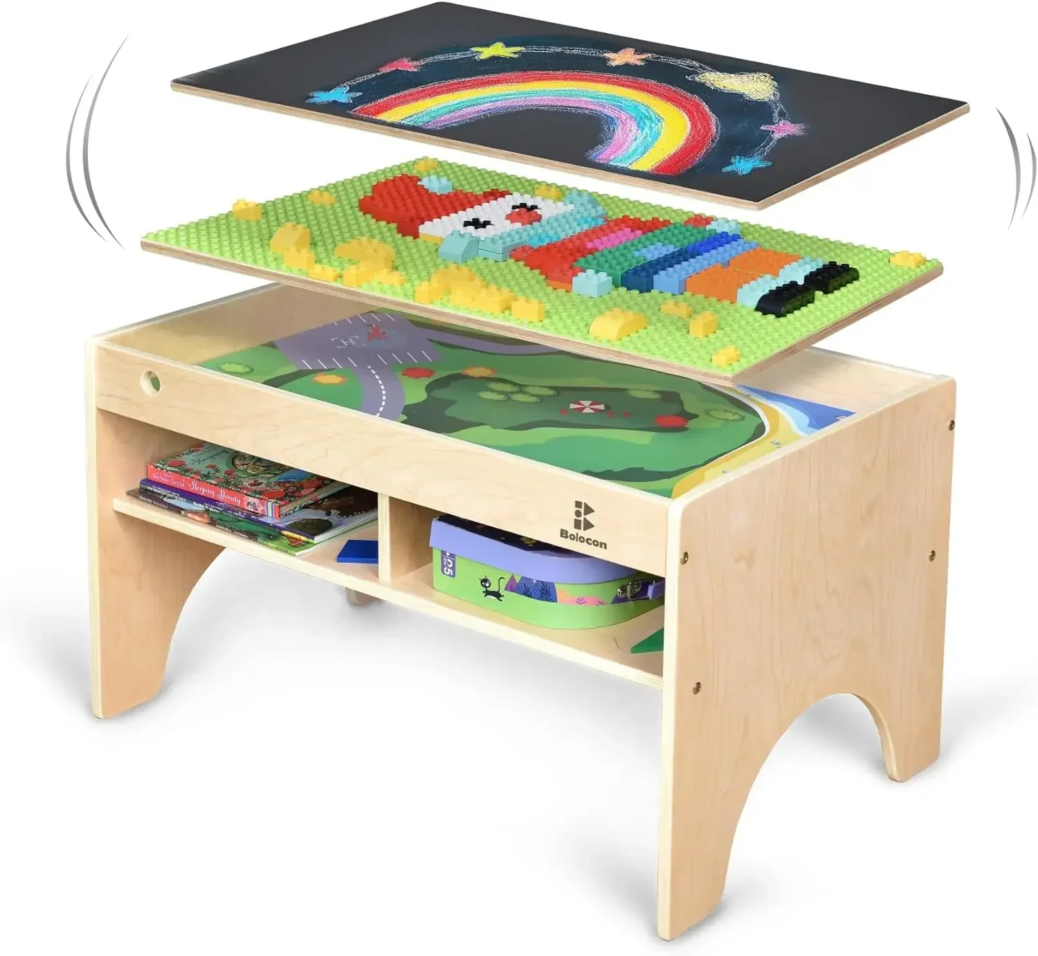 Kids 3-in-1 Wooden Art & Activity Table Playset Furniture with 4 Compartments for Storage, Play Table Compatible with Blocks&Bri
Kids 3-in-1 Wooden Art & Activity Table Playset Furniture with 4 Compartments for Storage, Play Table Compatible with Blocks&Bri