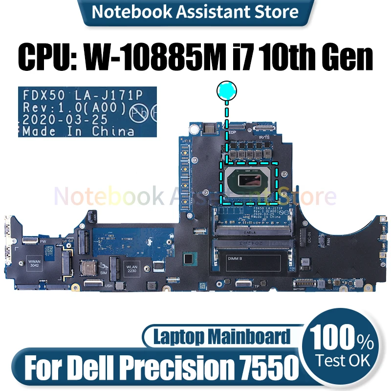 Для Dell Precision 7550, материнская плата для ноутбука, Φ 01CFGW 04JGVR, LA-J171P i7-10850H, материнская плата для ноутбука
Для Dell Precision 7550, материнская плата для ноутбука, Φ 01CFGW 04JGVR, LA-J171P i7-10850H, материнская плата для ноутбука