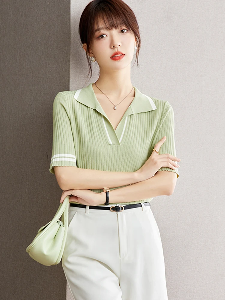 Design Sense Niche Knitted T-shirt Women 2025 Summer New Fashion Short Sleeve T-shirts Temperament Top
Design Sense Niche Knitted T-shirt Women 2025 Summer New Fashion Short Sleeve T-shirts Temperament Top