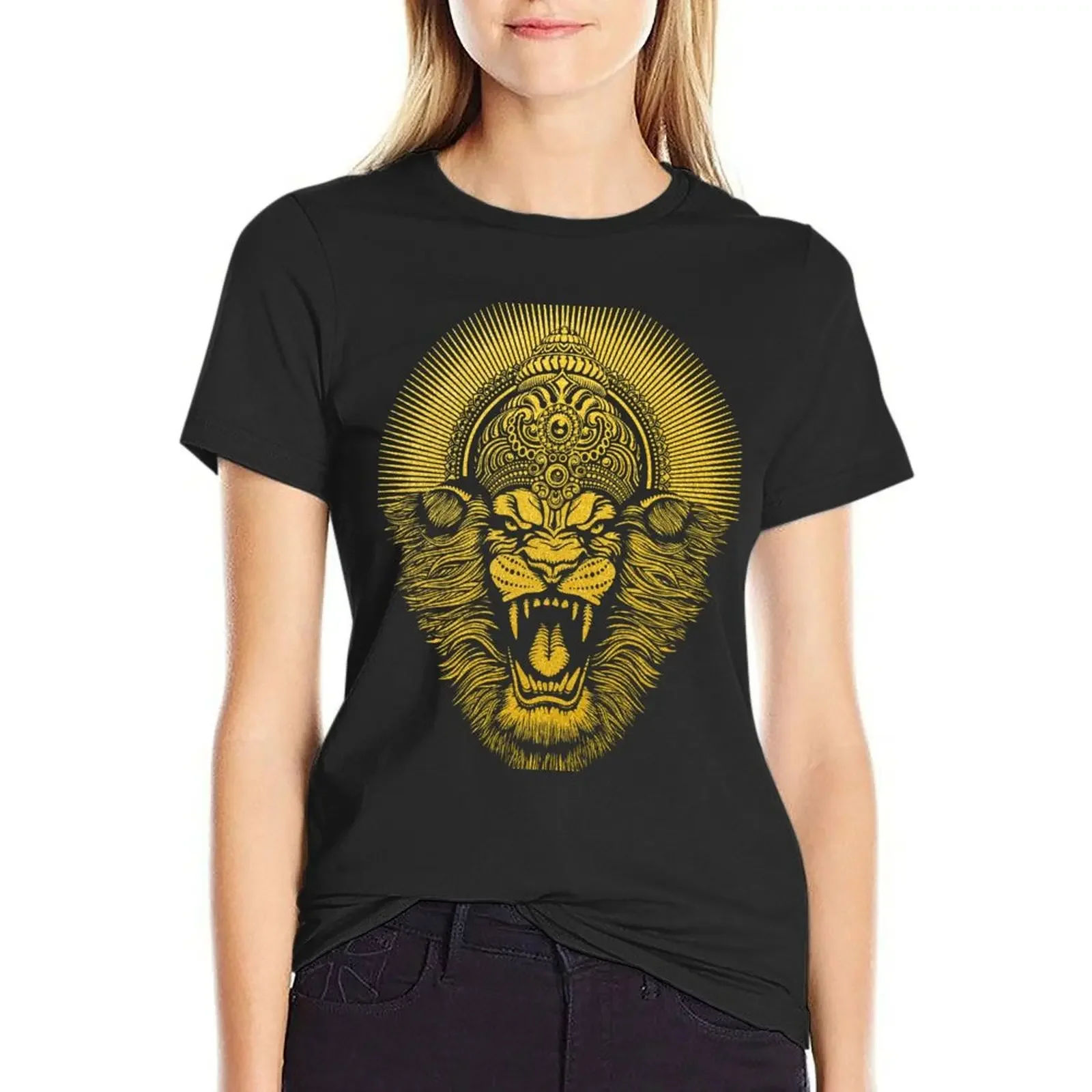 Narasimha in Gold T-Shirt sublime sports fans summer top funny t shirts for Women
Narasimha in Gold T-Shirt sublime sports fans summer top funny t shirts for Women