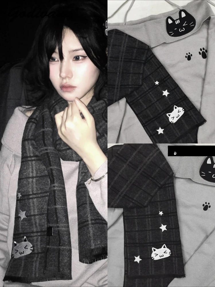 Original Kitten Scarf New Autumn and Winter Female Grid Gray Scarf Shawl Cute Double-sided Versatile Japanese Scarves Girls
Original Kitten Scarf New Autumn and Winter Female Grid Gray Scarf Shawl Cute Double-sided Versatile Japanese Scarves Girls