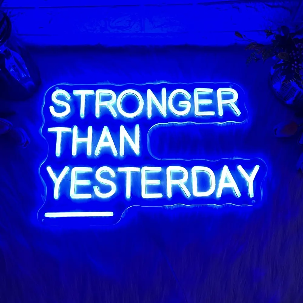 Stronger than yesterday LED Neon Sign Gym Room Led Wall Decor Neon Light Sign Fitness Room Club Bar Decoration Neon Lights Gift
Stronger than yesterday LED Neon Sign Gym Room Led Wall Decor Neon Light Sign Fitness Room Club Bar Decoration Neon Lights Gift