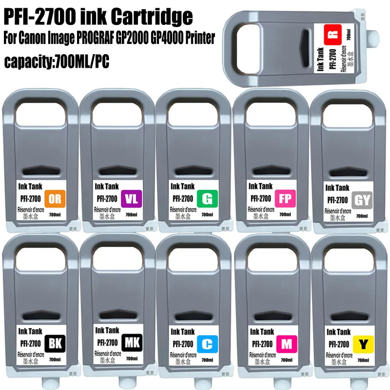 Чернильный картридж Canon PFI-2700 для принтеров Canon Image PROGRAF GP2000 GP4000 и чип
Чернильный картридж Canon PFI-2700 для принтеров Canon Image PROGRAF GP2000 GP4000 и чип