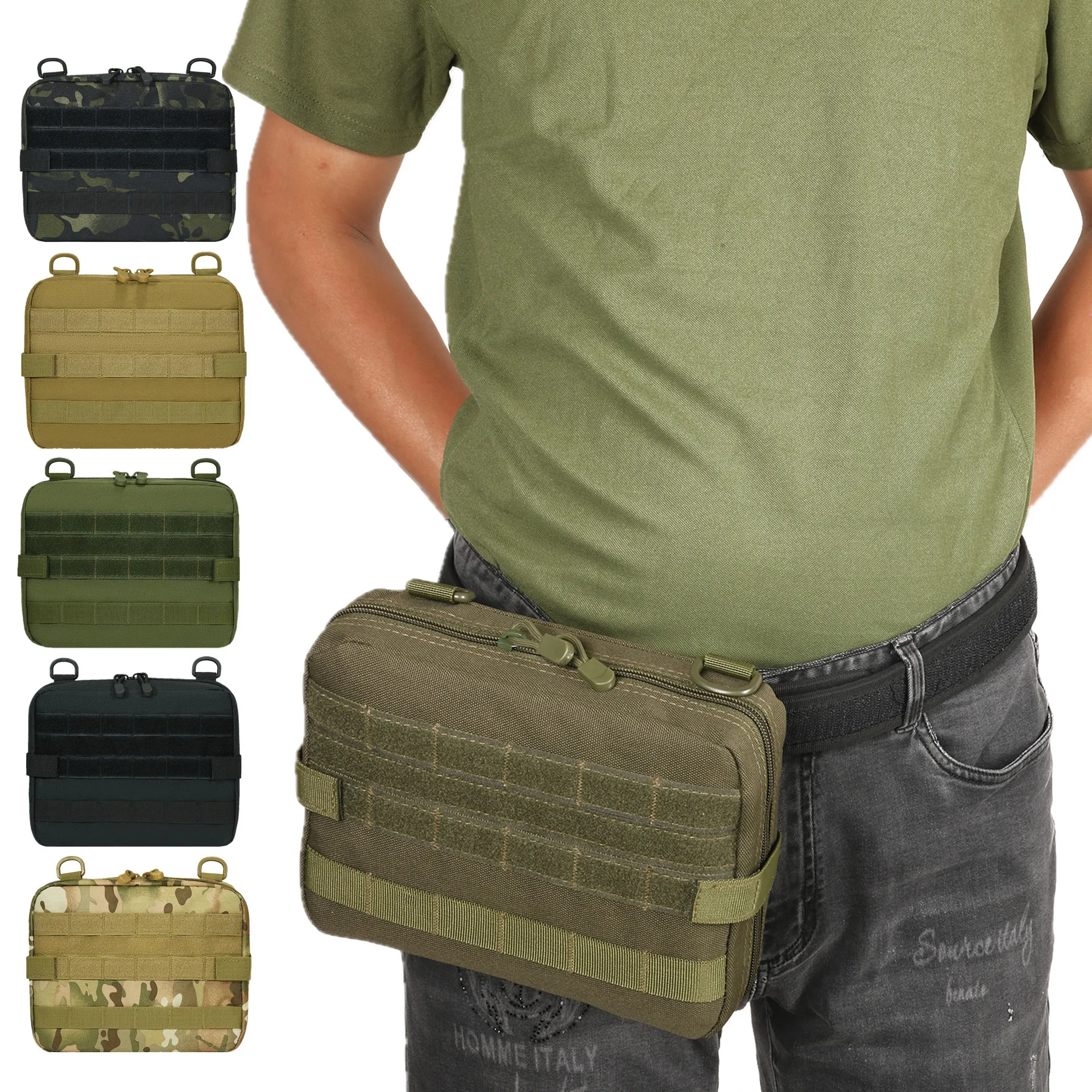 Tactical Camouflage EDC Waist Bag with Straps Military Molle Expandable Storage Pouch Outdoor Equipment Accessory for Army Fans 
Tactical Camouflage EDC Waist Bag with Straps Military Molle Expandable Storage Pouch Outdoor Equipment Accessory for Army Fans