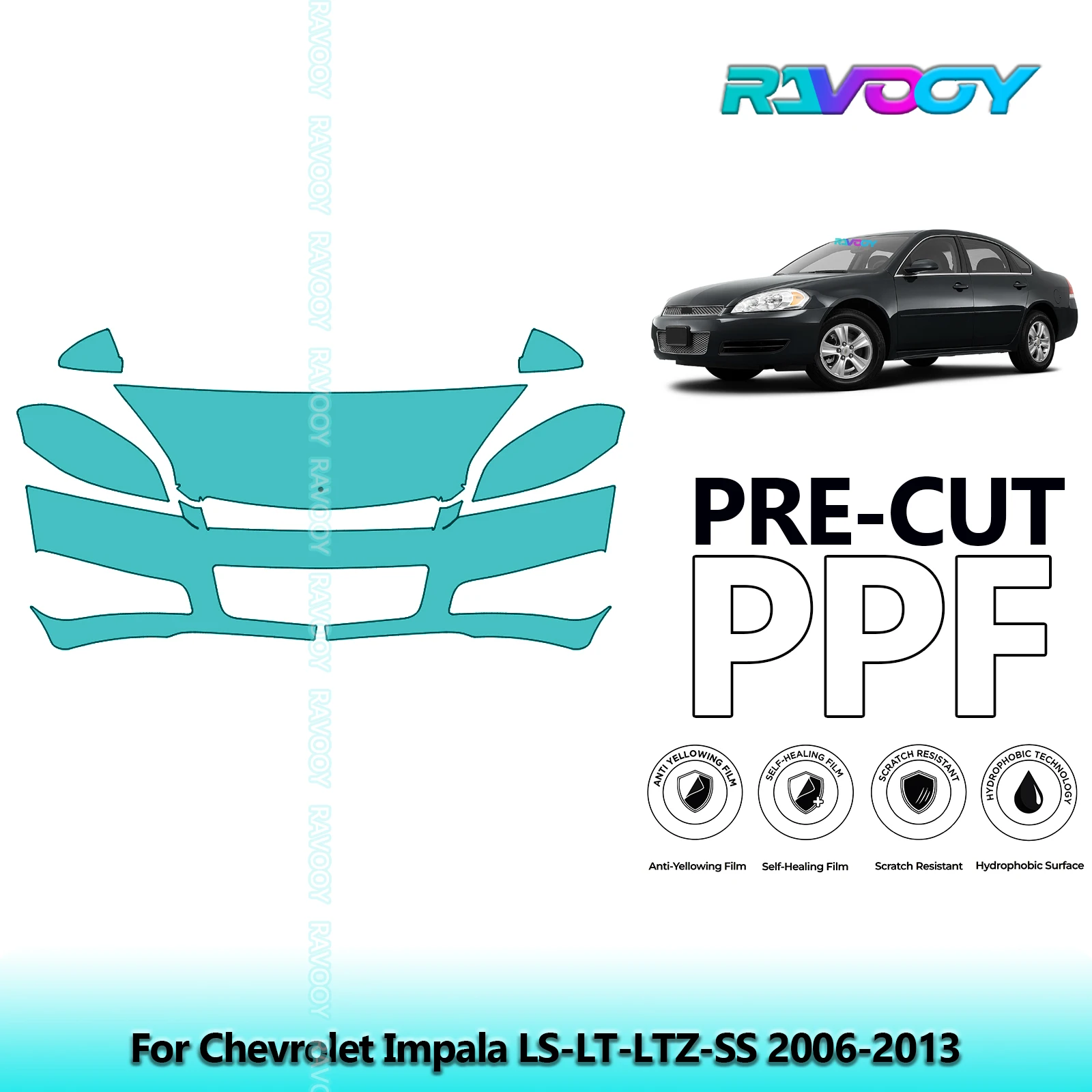 8.5Mil Precut Paint Protection Film PPF Clear Bra Front Kit For Chevrolet Impala LS-LT-LTZ-SS 2006-2013
8.5Mil Precut Paint Protection Film PPF Clear Bra Front Kit For Chevrolet Impala LS-LT-LTZ-SS 2006-2013