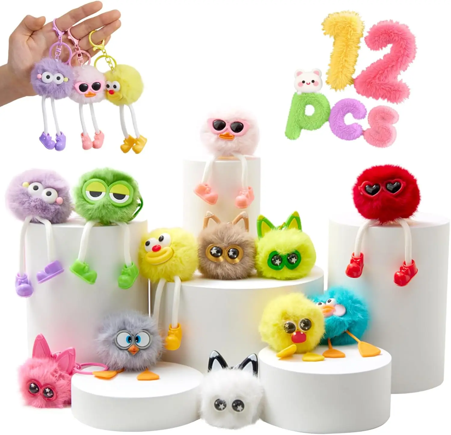 12 Cute Fuzzy Monster Plush Keychains for Kids Party Favors, Backpack Charms
12 Cute Fuzzy Monster Plush Keychains for Kids Party Favors, Backpack Charms