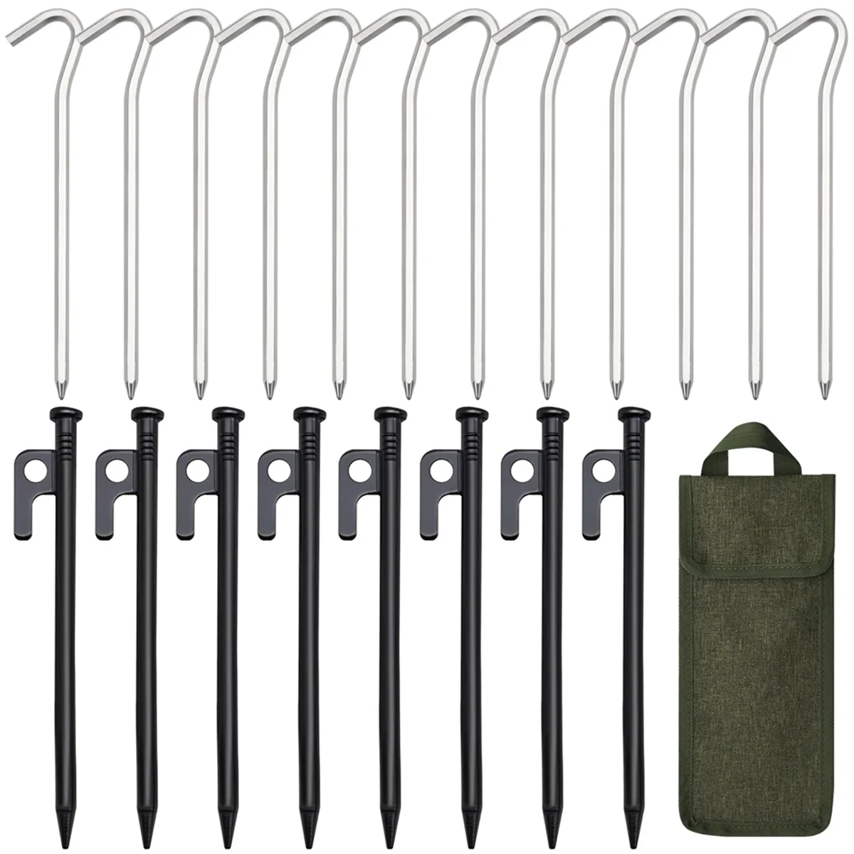 Tent Stakes, 8Pcs Steel Tent Stakes + 12Pcs Aluminum Tent Stakes Kit with Storage Bag, Tent Pegs for Camping, Canopy
Tent Stakes, 8Pcs Steel Tent Stakes + 12Pcs Aluminum Tent Stakes Kit with Storage Bag, Tent Pegs for Camping, Canopy