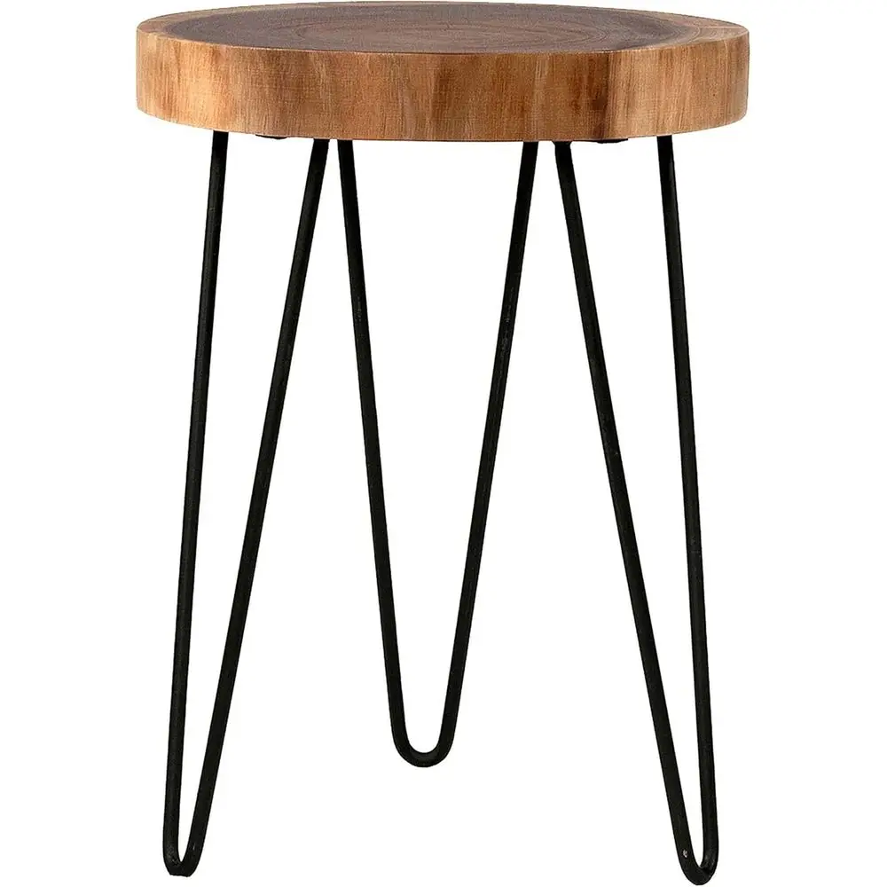 Live Edge Teak Wood Accent Table with Iron Legs - 14 Diameter x 19 Height for Rustic Home Decor
Live Edge Teak Wood Accent Table with Iron Legs - 14 Diameter x 19 Height for Rustic Home Decor