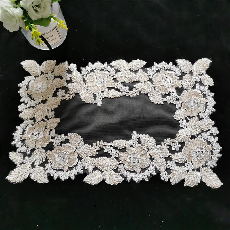 European Lace 3D Embroidery Rectangular Placemat Table Mat Coffee Bar Fruit Plate Antique Tea Set Cover Cloth Weding Decoration
European Lace 3D Embroidery Rectangular Placemat Table Mat Coffee Bar Fruit Plate Antique Tea Set Cover Cloth Weding Decoration