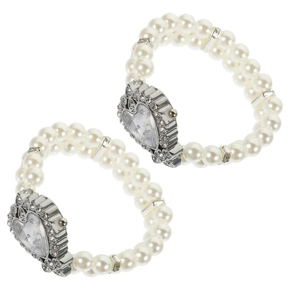 2Pcs Elegant Heart Dial Crystal Watch Women Pearl Elastic Bracelet Wrist Watch Cute Vintage Bling Fashion Jewelry Christmas Gift
2Pcs Elegant Heart Dial Crystal Watch Women Pearl Elastic Bracelet Wrist Watch Cute Vintage Bling Fashion Jewelry Christmas Gift