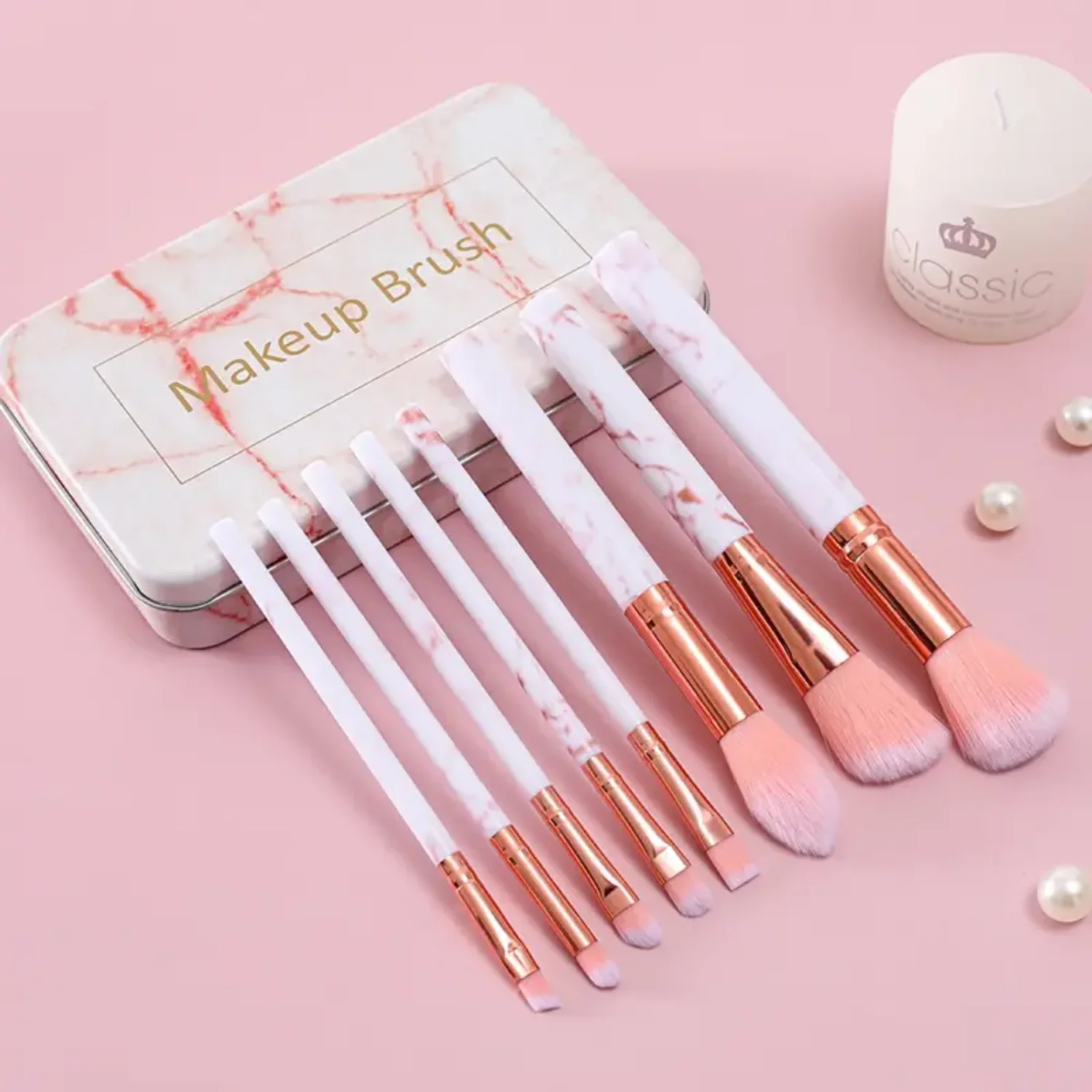 8 Pcs Marble Makeup Brush Set with Storage Box - Eye-catching Beauty Brushes for Eyeshadow, Lip, and Fan Makeup Eyelash brushes
8 Pcs Marble Makeup Brush Set with Storage Box - Eye-catching Beauty Brushes for Eyeshadow, Lip, and Fan Makeup Eyelash brushes