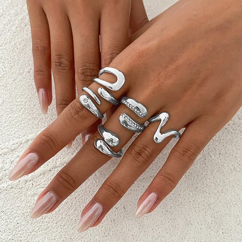 5Pcs Shiny Rhinestone Water Drop Opened Rings for Women Fashion Unique Texture Geometric Finger Ring Female Party Daily Jewelry
5Pcs Shiny Rhinestone Water Drop Opened Rings for Women Fashion Unique Texture Geometric Finger Ring Female Party Daily Jewelry