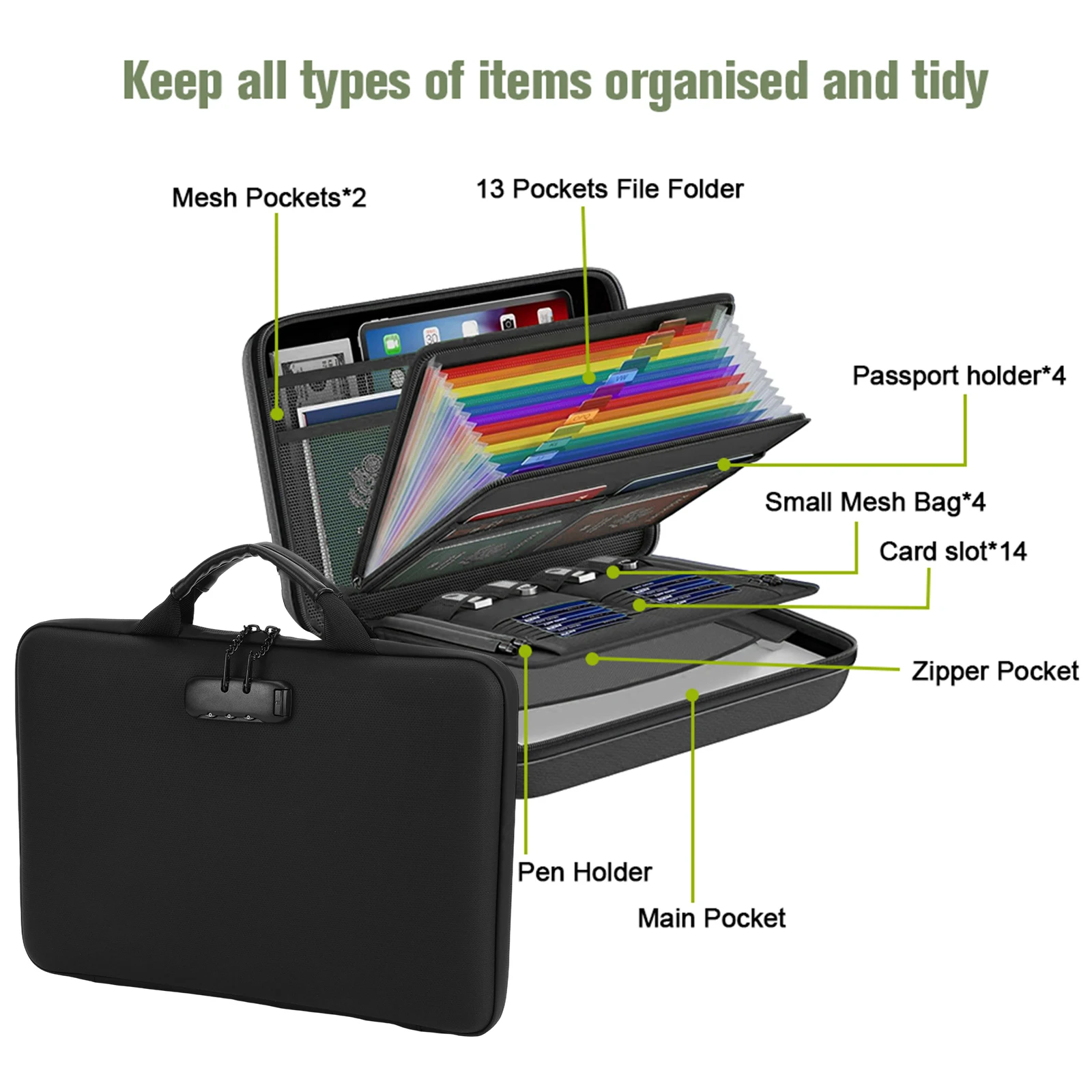 13 Accordion Pocket Fireproof Document Box with Lock Waterproof Briefcase Portable File Storage Case for Meeting File Storage
13 Accordion Pocket Fireproof Document Box with Lock Waterproof Briefcase Portable File Storage Case for Meeting File Storage